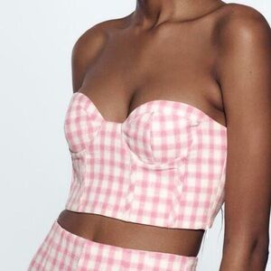 Zara Gingham Corset Crop Top